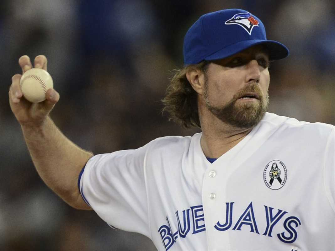 SP-JAYS2APRIL 2013-04-02 - TORONTO, ONTARIO - RA Dickey during his pitching motion offers up a trademark knuckleball during MLB action on Opening Night at Rogers Centre between Toronto Blue Jays and Cleveland Indians, on Tuesday, April 2, 2013 (RICHARD LAUTENS/TORONTO STAR)